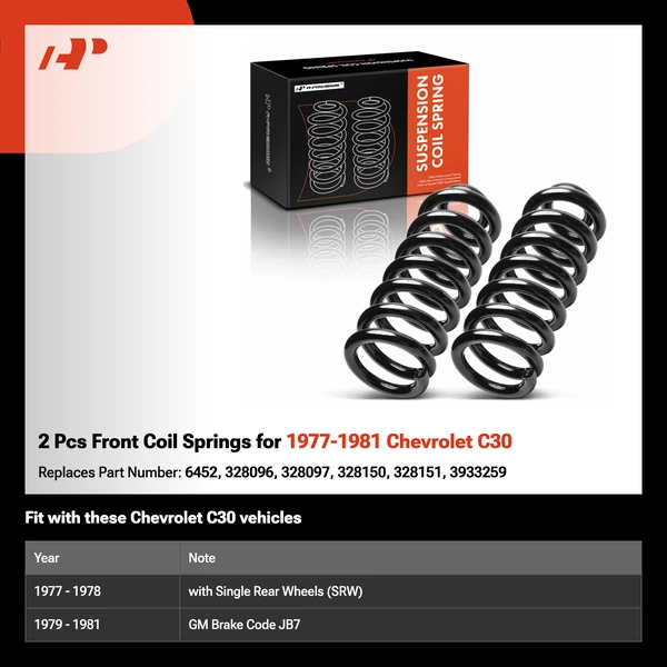 2 Pcs Front Coil Springs for 1977-1981 Chevrolet C30
