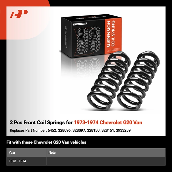 2 Pcs Front Coil Springs for 1973-1974 Chevrolet G20 Van