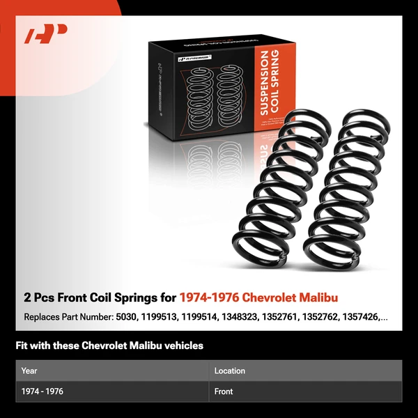2 Pcs Front Coil Springs for 1974-1976 Chevrolet Malibu