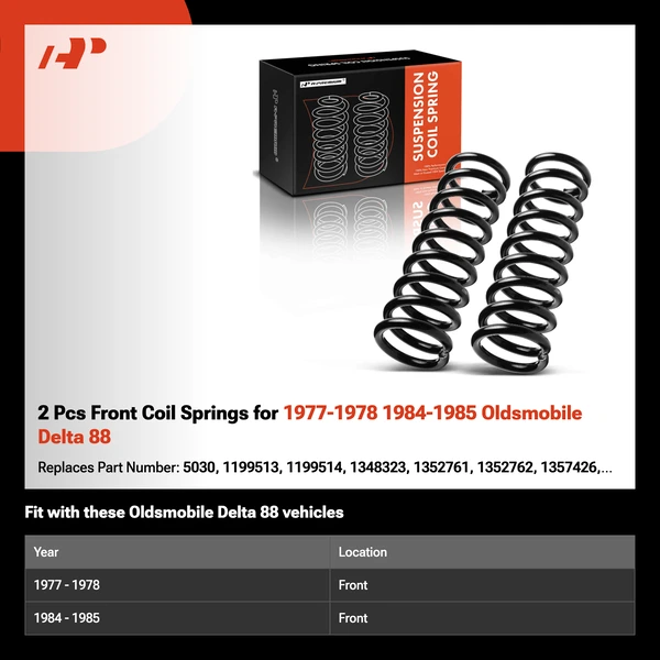 2 Pcs Front Coil Springs for 1977-1978 1984-1985 Oldsmobile Delta 88