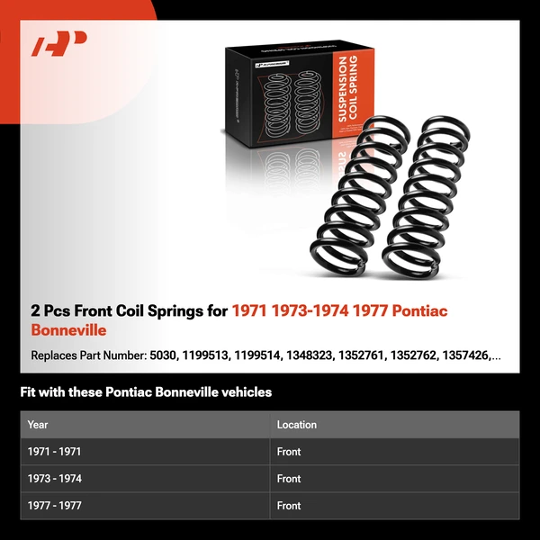 2 Pcs Front Coil Springs for 1971 1973-1974 1977 Pontiac Bonneville