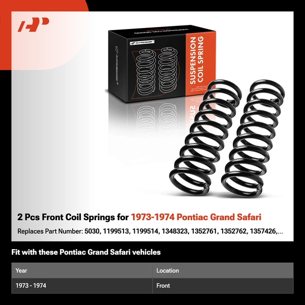 2 Pcs Front Coil Springs for 1973-1974 Pontiac Grand Safari
