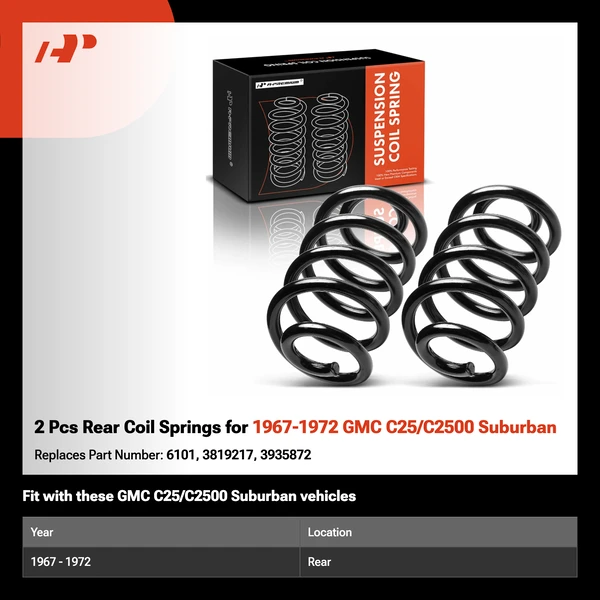 2 Pcs Rear Coil Springs for 1967-1972 GMC C25/C2500 Suburban