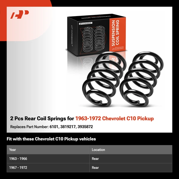 2 Pcs Rear Coil Springs for 1963-1972 Chevrolet C10 Pickup