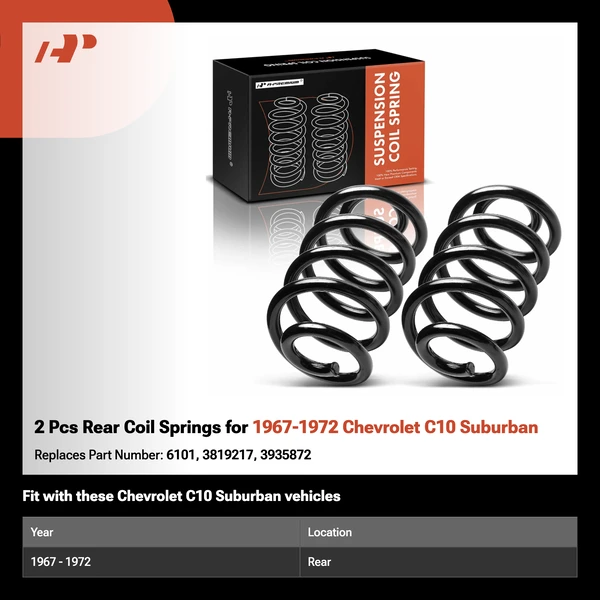 2 Pcs Rear Coil Springs for 1967-1972 Chevrolet C10 Suburban