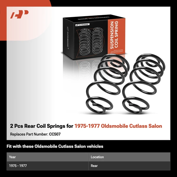 2 Pcs Rear Coil Springs for 1975-1977 Oldsmobile Cutlass Salon