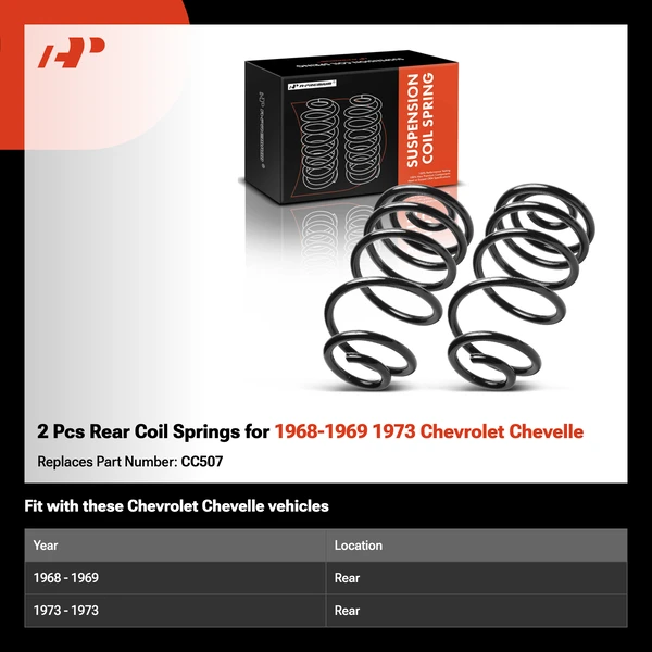 2 Pcs Rear Coil Springs for 1968-1969 1973 Chevrolet Chevelle
