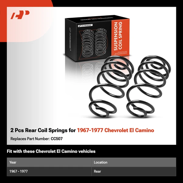 2 Pcs Rear Coil Springs for 1967-1977 Chevrolet El Camino