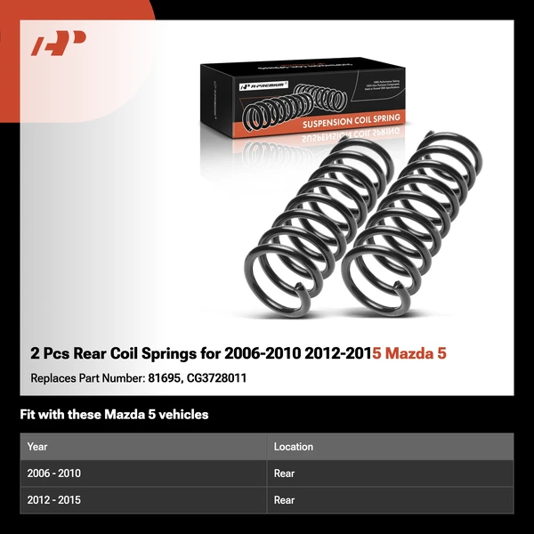 2 Pcs Rear Coil Springs for 2006-2010 2012-2015 Mazda 5