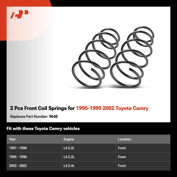 2 Pcs Front Coil Springs for 1995-1999 2002 Toyota Camry