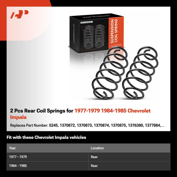 2 Pcs Rear Coil Springs for 1977-1979 1984-1985 Chevrolet Impala