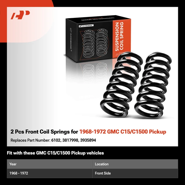2 Pcs Front Coil Springs for 1968-1972 GMC C15/C1500 Pickup