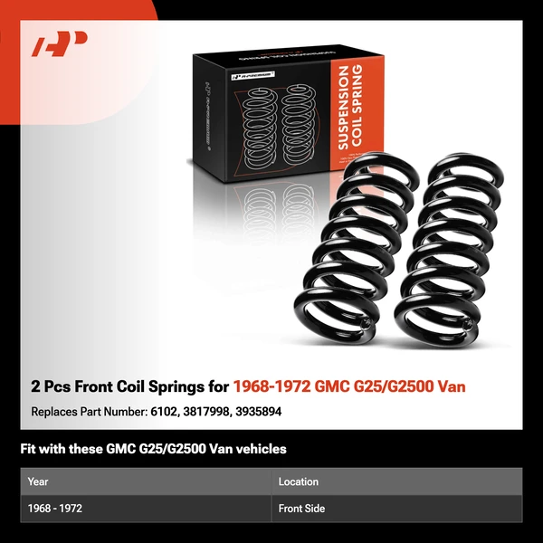 2 Pcs Front Coil Springs for 1968-1972 GMC G25/G2500 Van