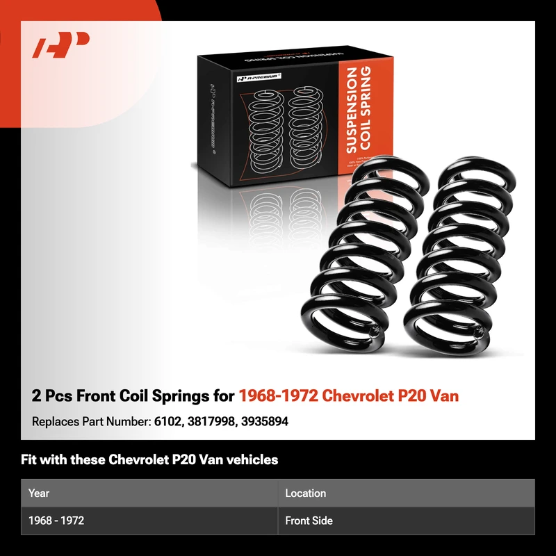 2 Pcs Front Coil Springs for 1968-1972 Chevrolet P20 Van