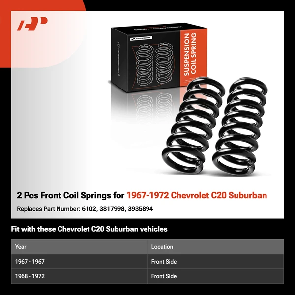 2 Pcs Front Coil Springs for 1967-1972 Chevrolet C20 Suburban