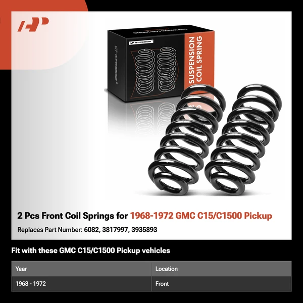 2 Pcs Front Coil Springs for 1968-1972 GMC C15/C1500 Pickup