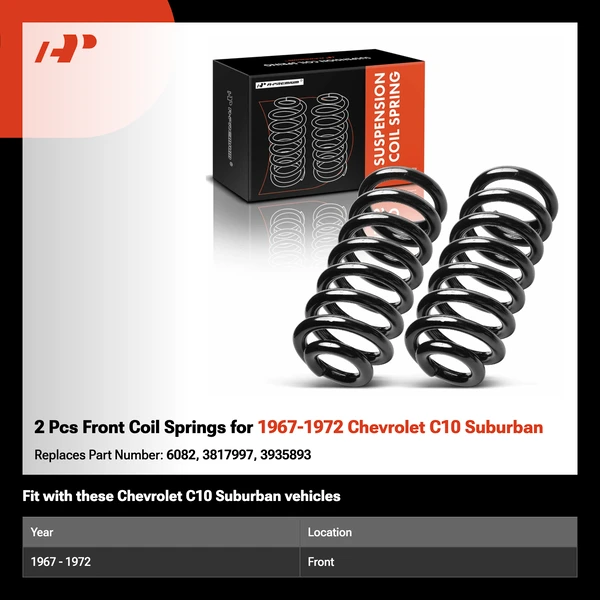 2 Pcs Front Coil Springs for 1967-1972 Chevrolet C10 Suburban