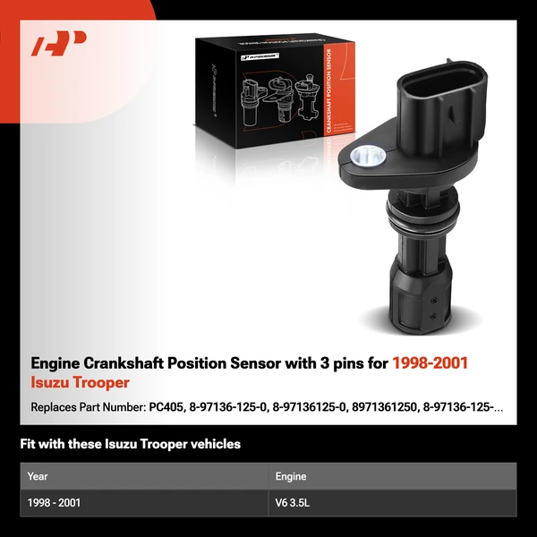 Engine Crankshaft Position Sensor with 3 pins for 1998-2001 Isuzu Trooper