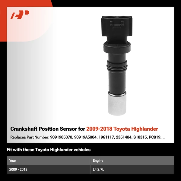 Crankshaft Position Sensor for 2009-2018 Toyota Highlander