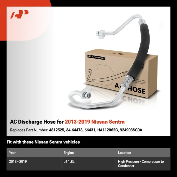 AC Discharge Hose for 2013-2019 Nissan Sentra