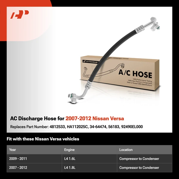 AC Discharge Hose for 2007-2012 Nissan Versa