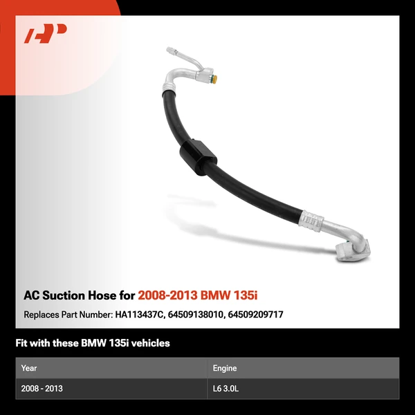 AC Suction Hose for 2008-2013 BMW 135i