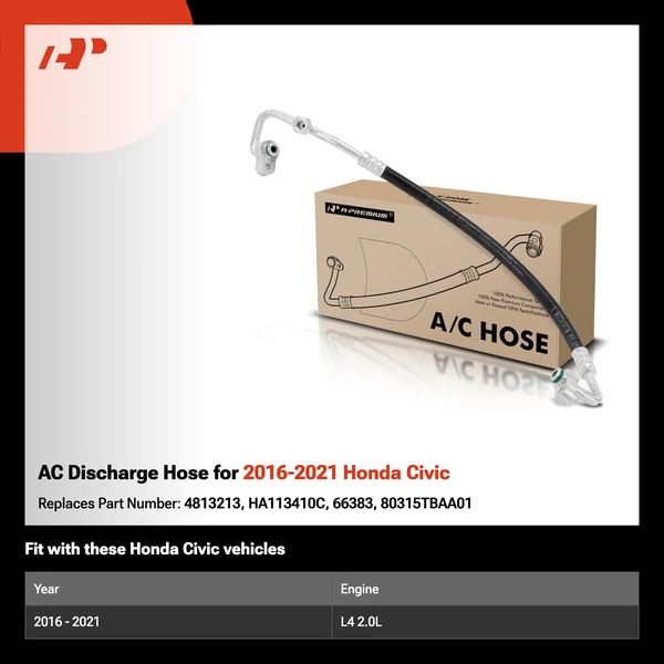 AC Discharge Hose for 2016-2021 Honda Civic
