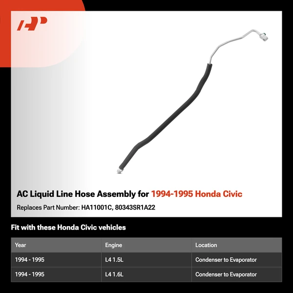 AC Liquid Line Hose Assembly for 1994-1995 Honda Civic