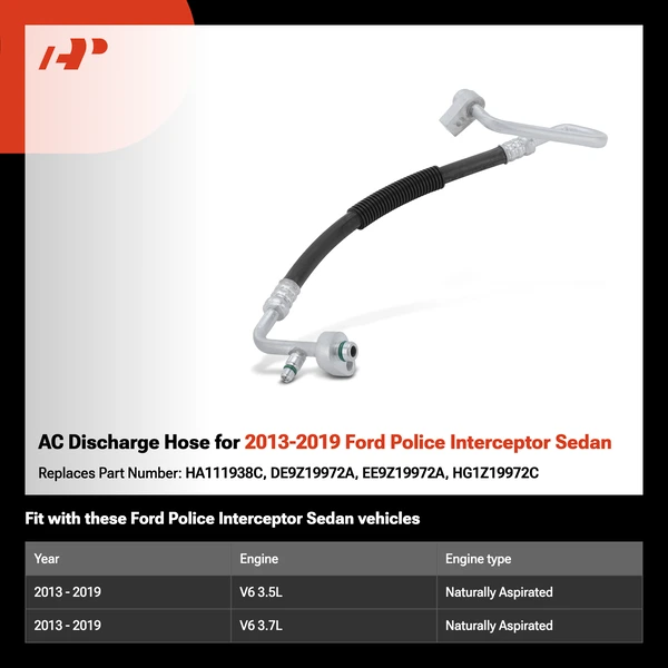 AC Discharge Hose for 2013-2019 Ford Police Interceptor Sedan