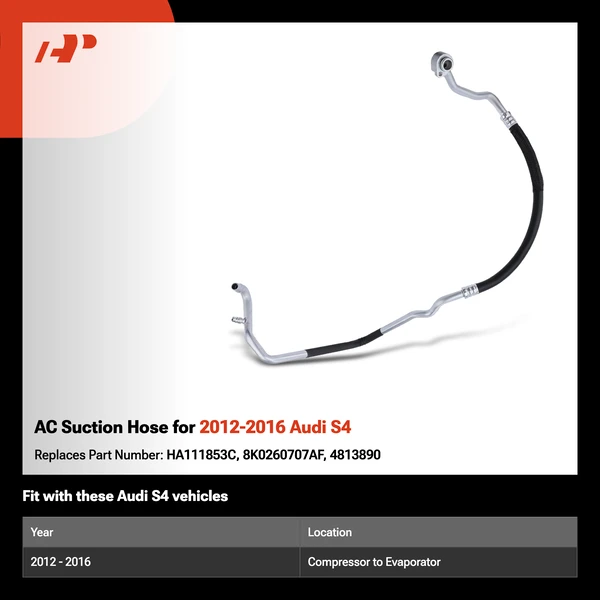 AC Suction Hose for 2012-2016 Audi S4