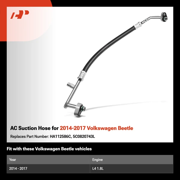 AC Suction Hose for 2014-2017 Volkswagen Beetle