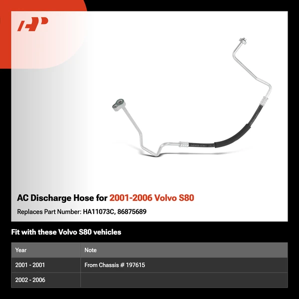 AC Discharge Hose for 2001-2006 Volvo S80