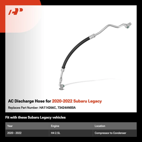 AC Discharge Hose for 2020-2022 Subaru Legacy