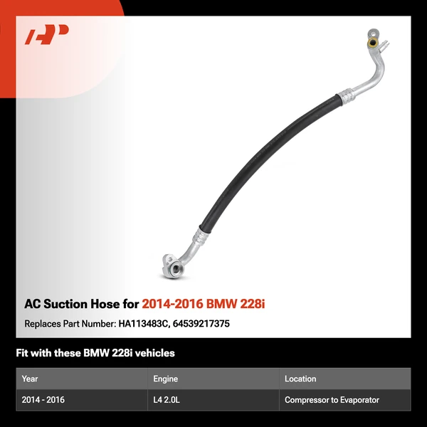 AC Suction Hose for 2014-2016 BMW 228i