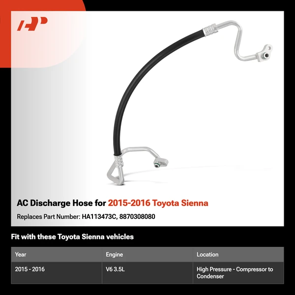 AC Discharge Hose for 2015-2016 Toyota Sienna