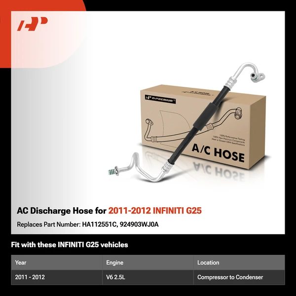 AC Discharge Hose for 2011-2012 INFINITI G25