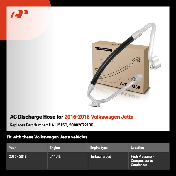 AC Discharge Hose for 2016-2018 Volkswagen Jetta