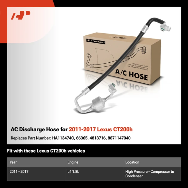 AC Discharge Hose for 2011-2017 Lexus CT200h