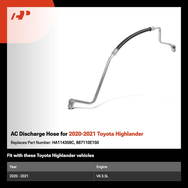 AC Discharge Hose for 2020-2021 Toyota Highlander