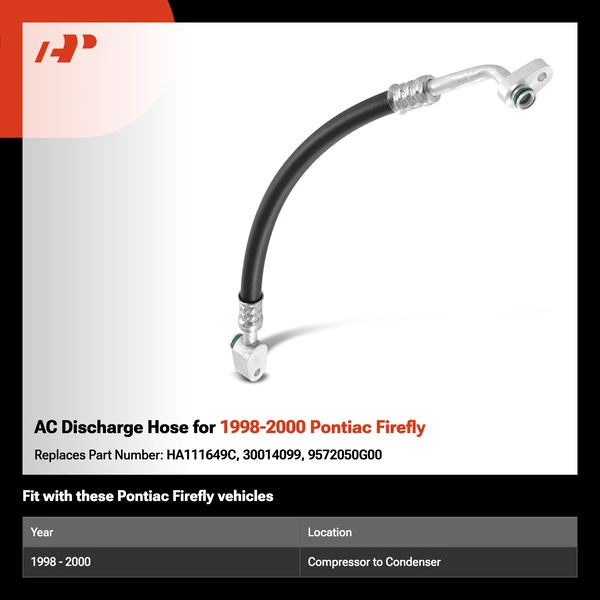 AC Discharge Hose for 1998-2000 Pontiac Firefly