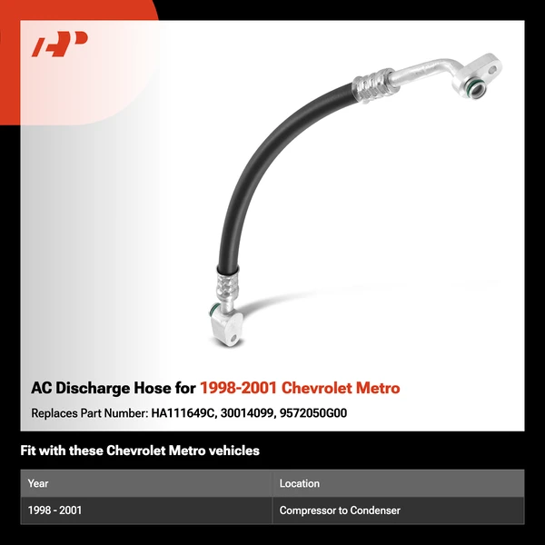 AC Discharge Hose for 1998-2001 Chevrolet Metro
