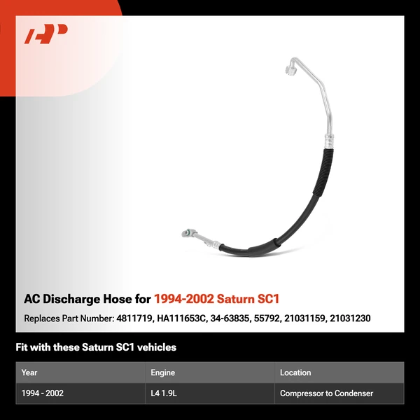 AC Discharge Hose for 1994-2002 Saturn SC1