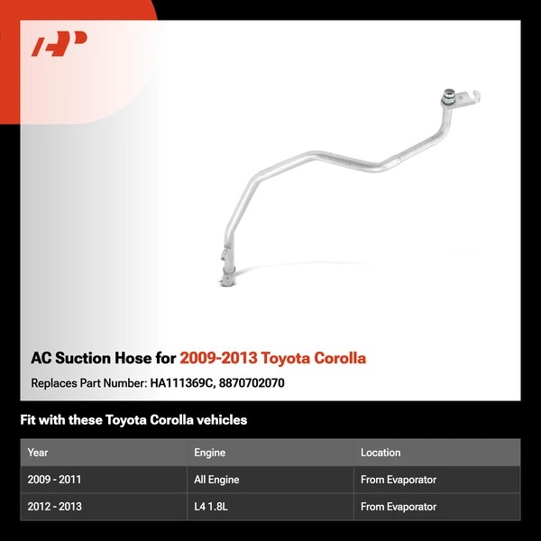 AC Suction Hose for 2009-2013 Toyota Corolla