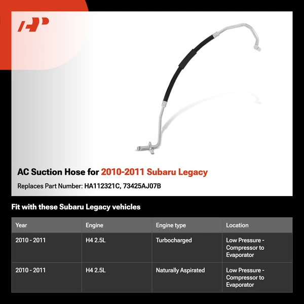 AC Suction Hose for 2010-2011 Subaru Legacy