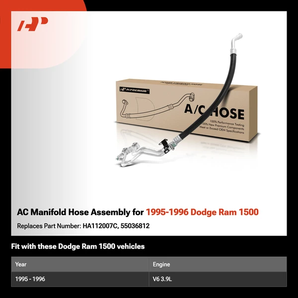 AC Manifold Hose Assembly for 1995-1996 Dodge Ram 1500