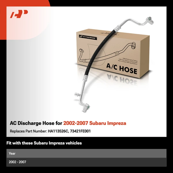 AC Discharge Hose for 2002-2007 Subaru Impreza