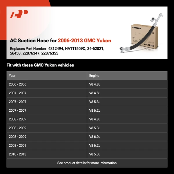 AC Suction Hose for 2006-2013 GMC Yukon