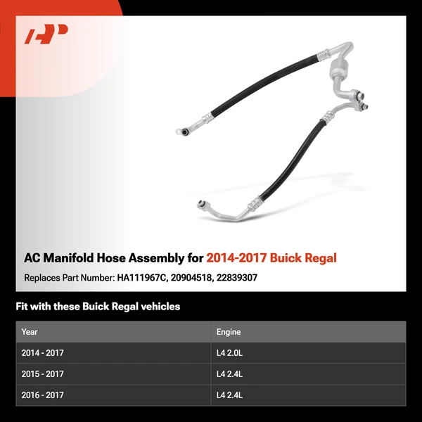 AC Manifold Hose Assembly for 2014-2017 Buick Regal