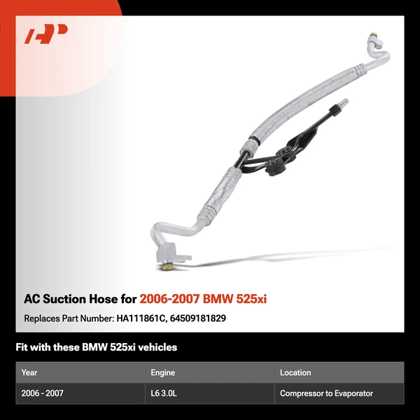 AC Suction Hose for 2006-2007 BMW 525xi