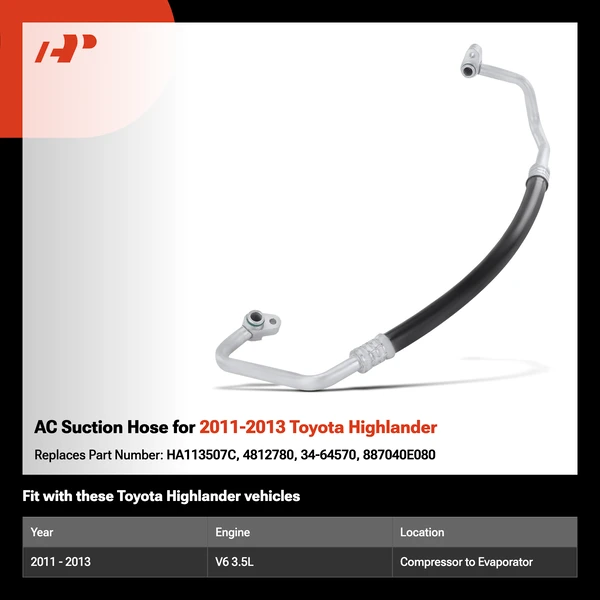 AC Suction Hose for 2011-2013 Toyota Highlander